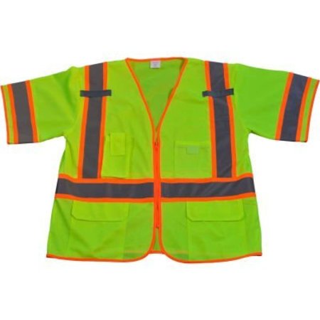 PETRA ROC INC Petra Roc Two Tone DOT Surveyors Vest, ANSI Class 3, Polyester Solid, Lime/Orange, L/XL LV3-CB1-L/XL